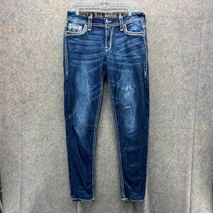 Rock Revival Jeans Womens 29 Blue Cellis Easy Skinny Embroidered Flap Pockets